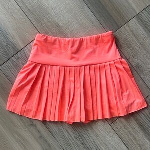 Neon Coral Pleated Women's active Skirt